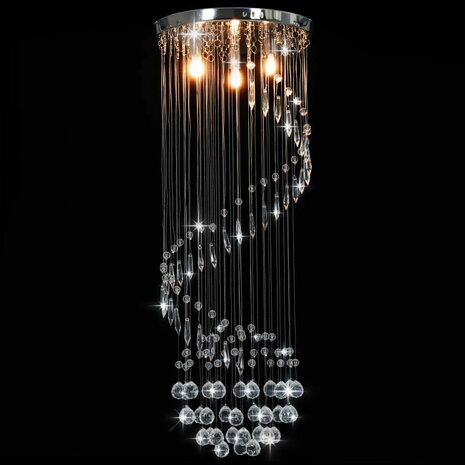 Plafondlamp met kristallen kralen spiraal G9 zilverkleurig 2
