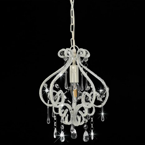 Plafondlamp met kralen rond E14 wit 3