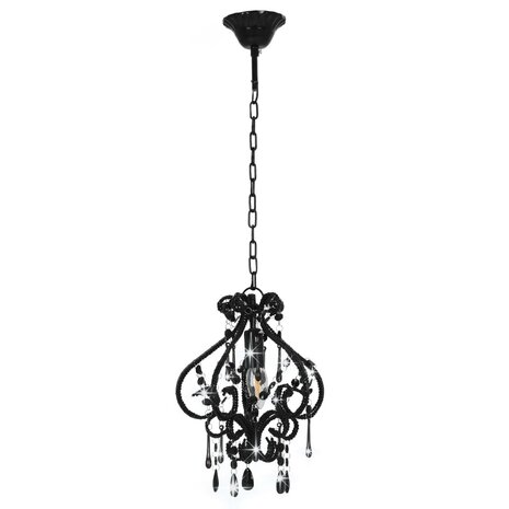 Plafondlamp met kralen rond E14 zwart 4