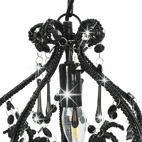 Plafondlamp met kralen rond E14 zwart 5