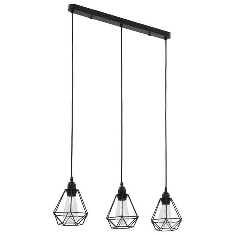 Plafondlamp met diamantvormig 3xE27 zwart 1