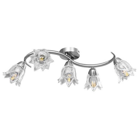 Plafondlamp met glazen tulpvormige kappen 5xE14 transparant 2