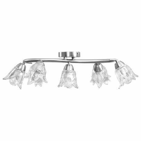 Plafondlamp met glazen tulpvormige kappen 5xE14 transparant 4