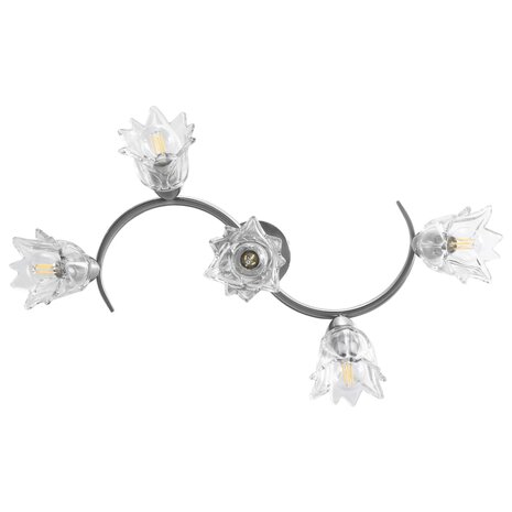 Plafondlamp met glazen tulpvormige kappen 5xE14 transparant 5