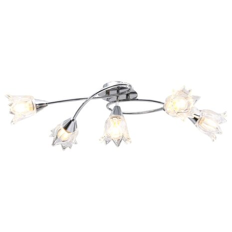 Plafondlamp met glazen tulpvormige kappen 5xE14 transparant 2