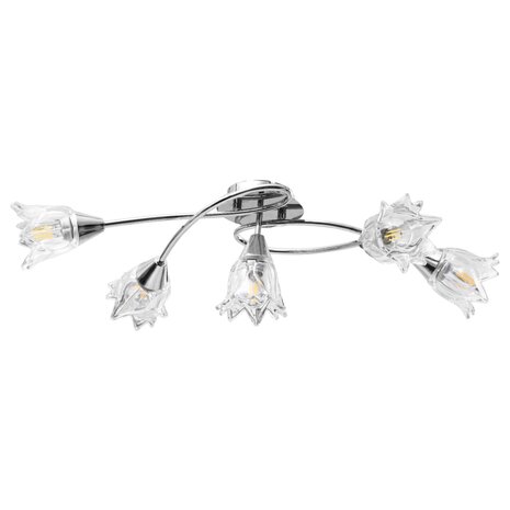 Plafondlamp met glazen tulpvormige kappen 5xE14 transparant 3