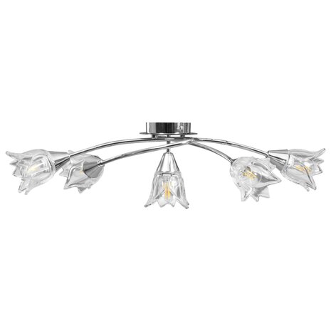 Plafondlamp met glazen tulpvormige kappen 5xE14 transparant 4