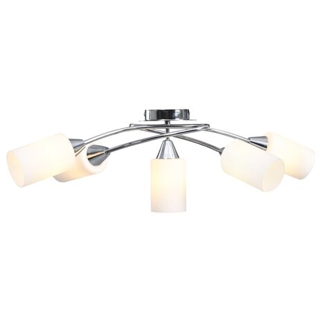 Plafondlamp met keramieken cilindervormige kappen 5xE14 wit 3