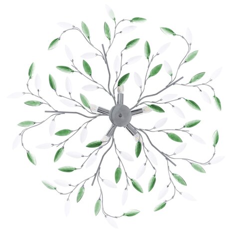 Plafondlamp met acryl kristallen bladarmen voor 5xE14 groen 3