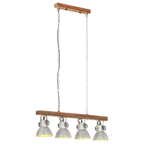 Plafondlamp industrieel E27 mangohout zilverkleurig 2