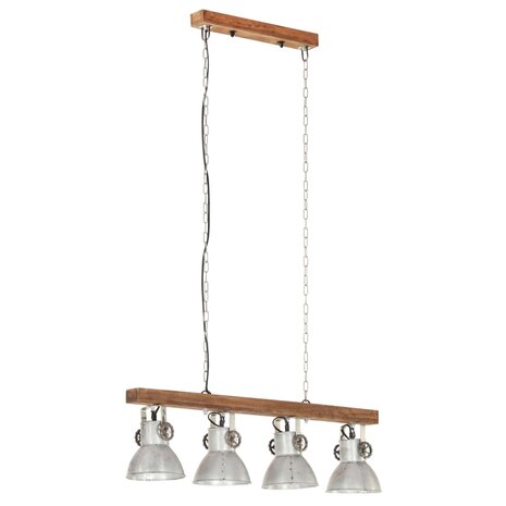 Plafondlamp industrieel E27 mangohout zilverkleurig 3