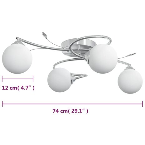 Plafondlamp met glasbollen rond 4xG9 6