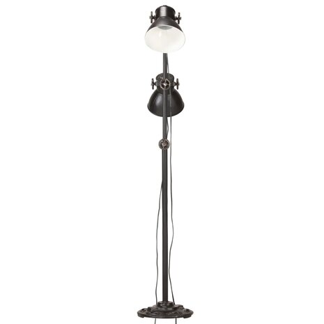 Vloerlamp met 2 lampenkappen E27 gietijzer zwart 4