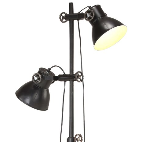 Vloerlamp met 2 lampenkappen E27 gietijzer zwart 5