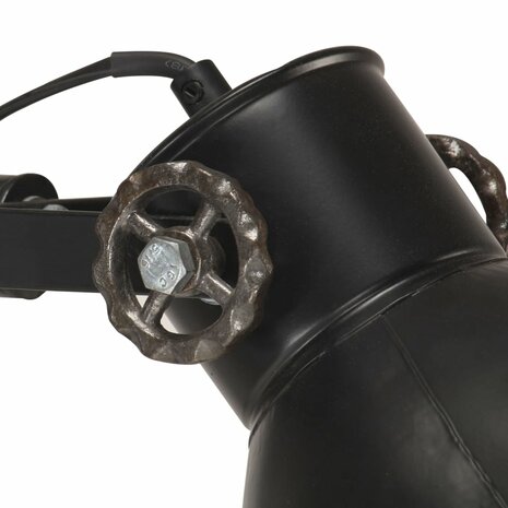 Vloerlamp met 2 lampenkappen E27 gietijzer zwart 6
