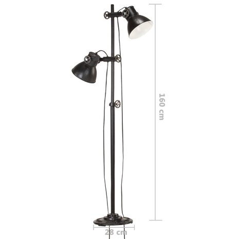 Vloerlamp met 2 lampenkappen E27 gietijzer zwart 11