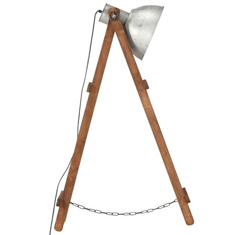 Vloerlampen 3 st E27 massief mangohout zilverkleurig 5