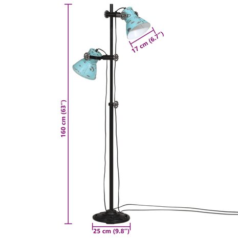 Vloerlamp 25 W E27 25x25x90/160 cm verweerd blauw 11