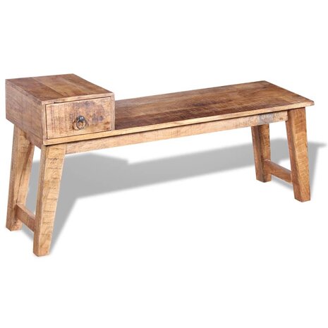 Bankje met lade 120x36x60 cm massief mangohout 3