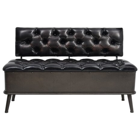 Opbergbank met rugleuning 110 cm kunstleer zwart 3