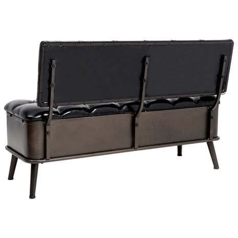 Opbergbank met rugleuning 110 cm kunstleer zwart 5