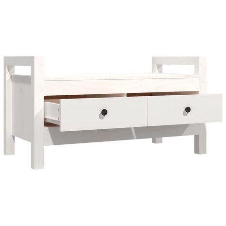 Halbankje 80x40x43 cm massief grenenhout wit 3