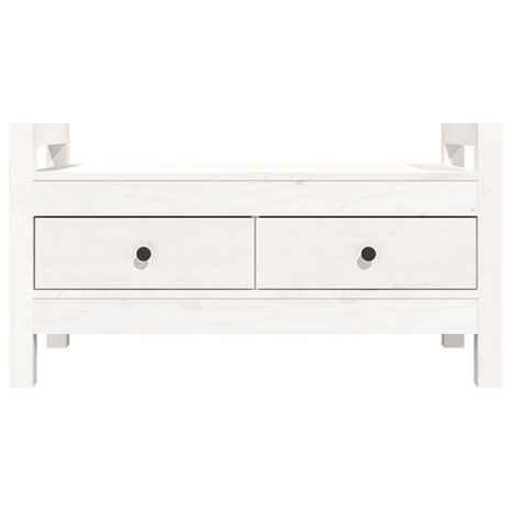 Halbankje 80x40x43 cm massief grenenhout wit 4
