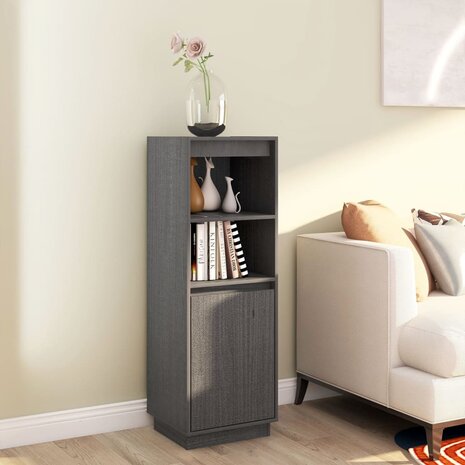 Hoge kast 37x34x110 cm massief grenenhout grijs 1