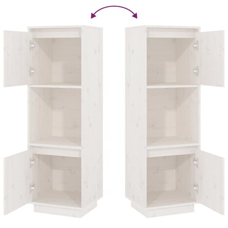 Hoge kast 38x35x117 cm massief grenenhout wit 6