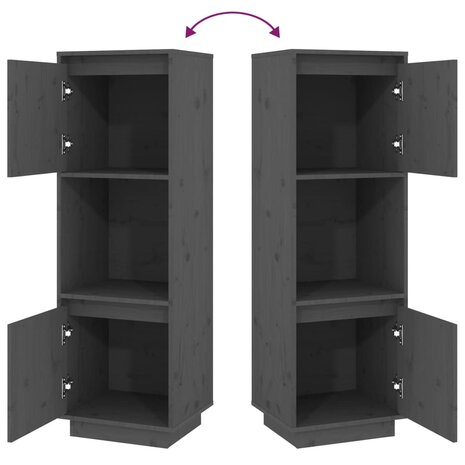 Hoge kast 38x35x117 cm massief grenenhout grijs 6