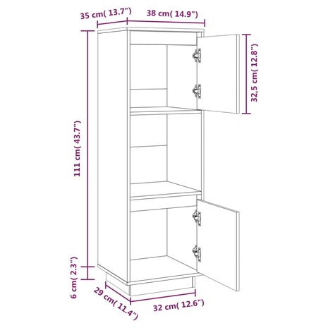 Hoge kast 38x35x117 cm massief grenenhout honingbruin 10