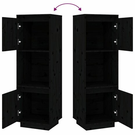 Hoge kast 38x35x117 cm massief grenenhout zwart 6