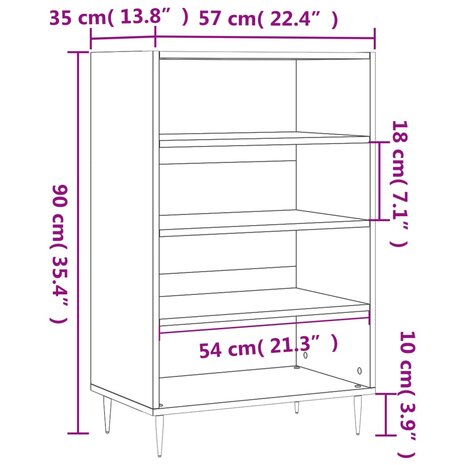 Hoge kast 57x35x90 cm bewerkt hout sonoma eikenkleurig 9