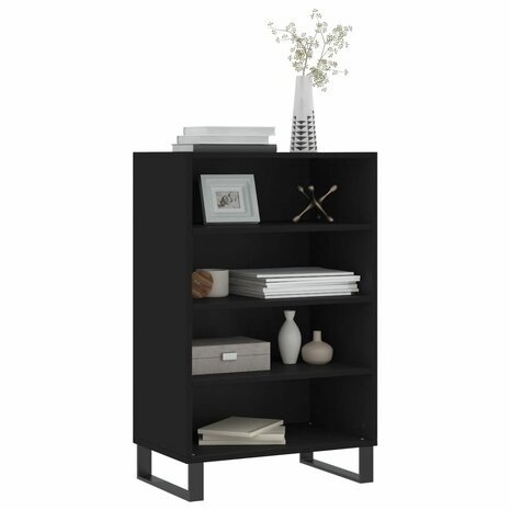 Hoge kast 57x35x90 cm bewerkt hout zwart 3