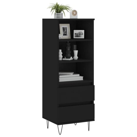 Hoge kast 40x36x110 cm bewerkt hout zwart 3