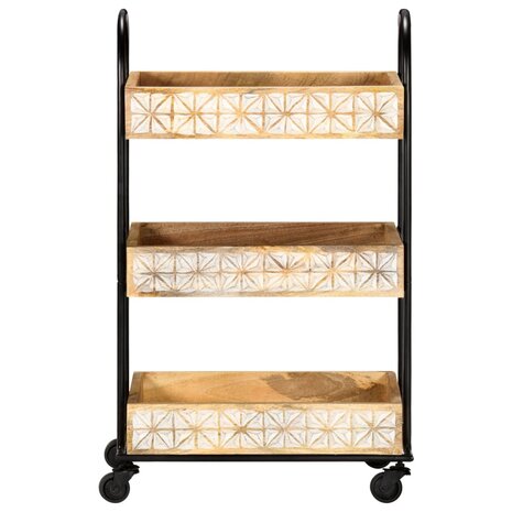 Keukentrolley 3-laags 46x30x76 cm massief mangohout 2