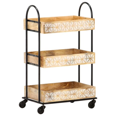 Keukentrolley 3-laags 46x30x76 cm massief mangohout 8