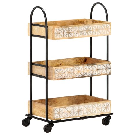 Keukentrolley 3-laags 46x30x76 cm massief mangohout 10