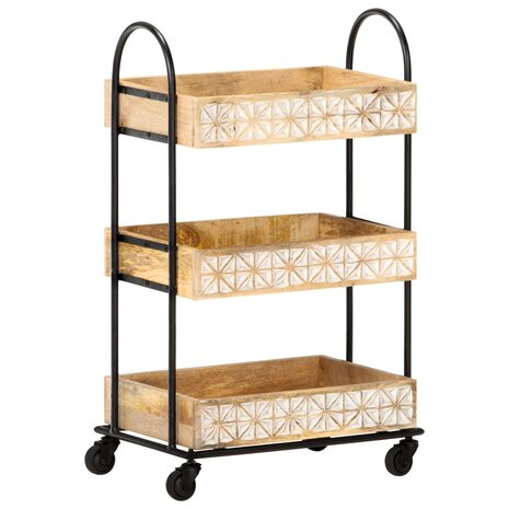 Keukentrolley 3-laags 46x30x76 cm massief mangohout 11