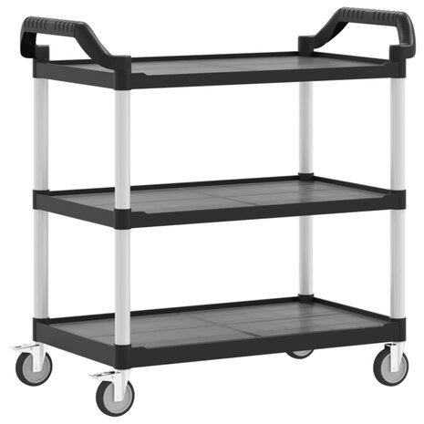 Trolley 3-laags 99x50x96 cm aluminium zwart 2