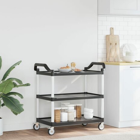 Trolley 3-laags 99x50x96 cm aluminium zwart 3