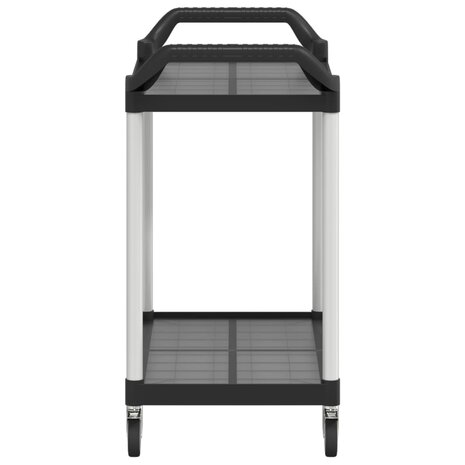 Trolley 2-laags 99x50x97 cm aluminium zwart 5