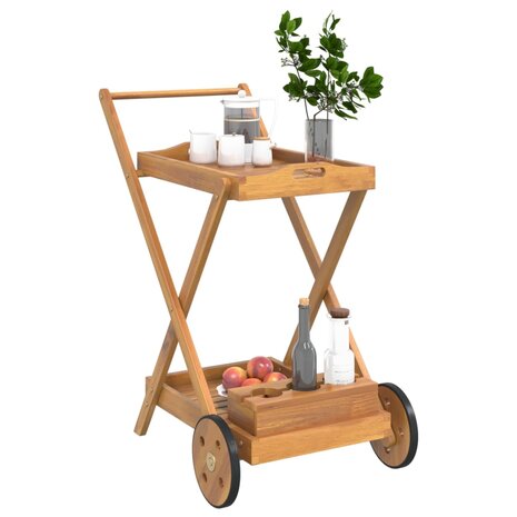 Serveerwagen 54x87x90 cm massief acaciahout 3
