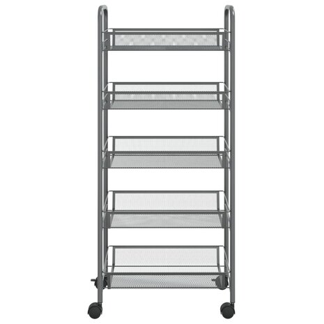 Keukentrolley 5-laags 46x26x105 cm ijzer grijs 3
