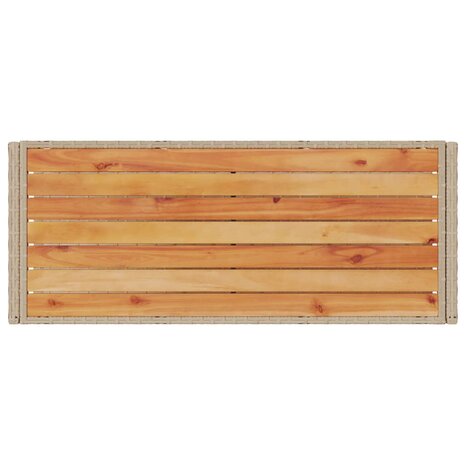 Keukentrolley 3-laags poly rattan en massief acaciahout beige 8