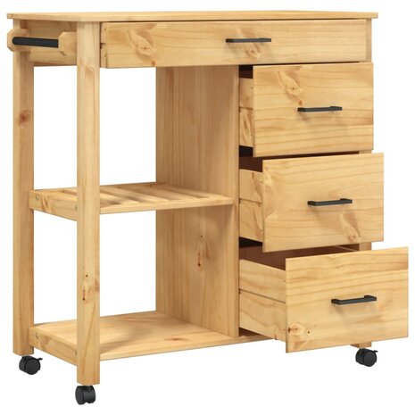 Keukentrolley MONZA 84x40x90 cm massief grenenhout 4