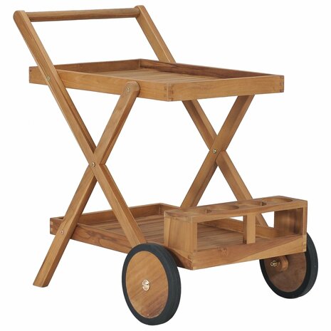 Theewagen massief teakhout 1