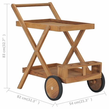 Theewagen massief teakhout 7