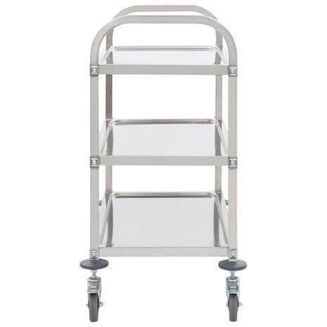 Keukentrolley 3-laags 96,5x55x90 cm roestvrij staal 3