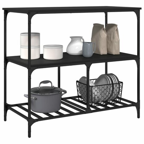 Keukentrolley 100x50x95 cm bewerkt hout zwart 5